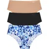 Dkny Litewear Cut Anywhere Assorted 3-pack Hipster Briefs In Multi