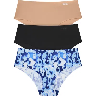Dkny Litewear Cut Anywhere Assorted 3-pack Hipster Briefs In Blue