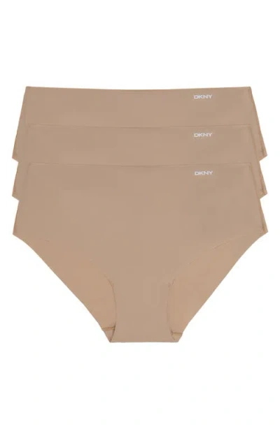 Dkny Litewear Cut Anywhere Assorted 3-pack Hipster Briefs In Brown