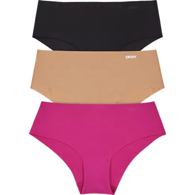 Dkny Litewear Cut Anywhere Assorted 3-pack Hipster Briefs In Purple