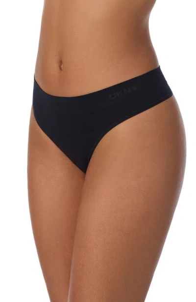 Dkny Litewear Seamless Thong In Black