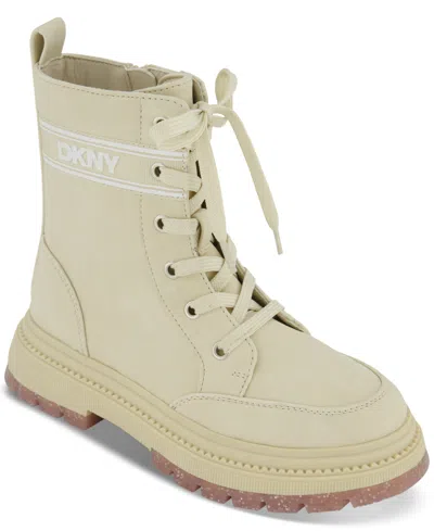Dkny Kids' Little & Big Girls Crissa Logo Webbing Boots In Cream