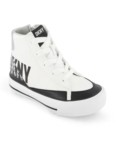 Dkny Kids' Little And Big Girls Hannah Leena High Top Sneaker In Black White