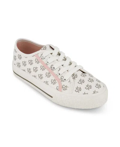 Dkny Kids' Little And Big Girls Hannah Mona Low Top Lace Up Sneakers In White