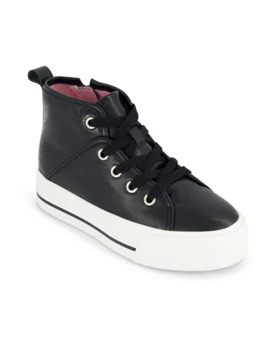 Dkny Kids' Little And Big Girls Katie Linda High Top Sneaker In Black