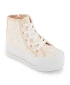 Dkny Little And Big Girls Katie Tall Platform High Top Sneaker In Ivory