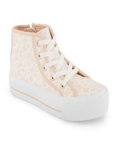Dkny Kids' Little And Big Girls Katie Tall Platform High Top Sneaker In Ivory