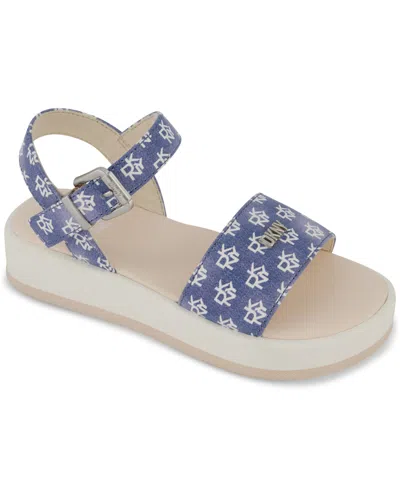 Dkny Kids' Little & Big Girls Lottie Brea Logo Platform Sandals In Blue