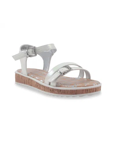 Dkny Kids' Little And Big Girls Tessa Carina Double Strap Sandal In White