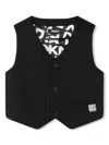 Dkny Logo-appliqué Buttoned Waistcoat In Black