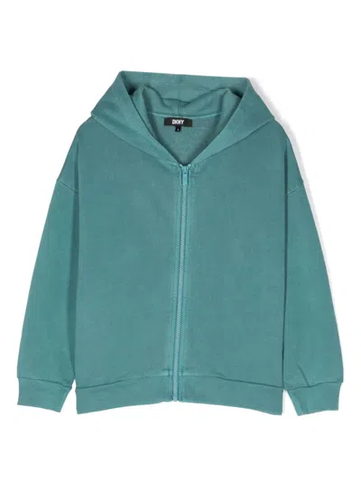 Dkny Kids' Logo-appliqué Cotton Hoodie In Azzurra