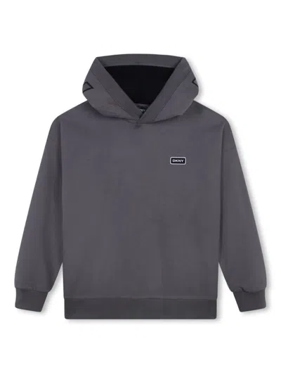 Dkny Kids' Logo-appliqué Hoodie In Grey