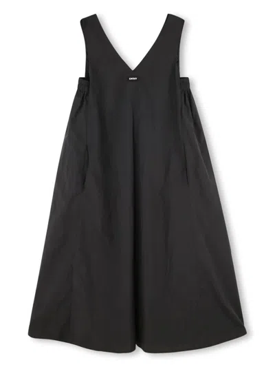 Dkny Kids' Logo-appliqué Midi Dress In Black
