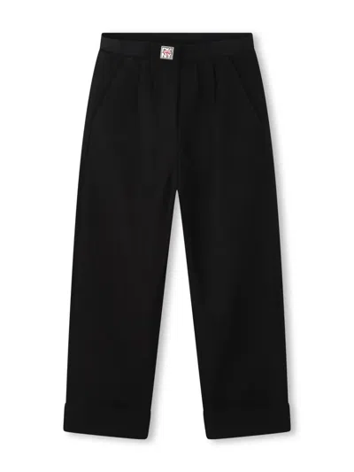 Dkny Kids' Logo-appliqué Straight Trousers In Black