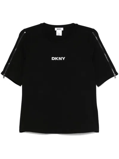 Dkny Logo-appliqué T-shirt In Black