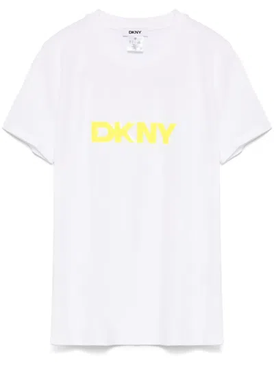 Dkny Logo-appliqué T-shirt In White