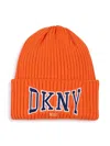 Shop Dkny Logo-appliquéd Beanie In Orange