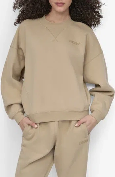 Dkny Logo Crop Sweatshirt In Neutral