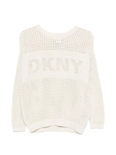 Dkny Logo-detail Long-sleeve Sweater In White
