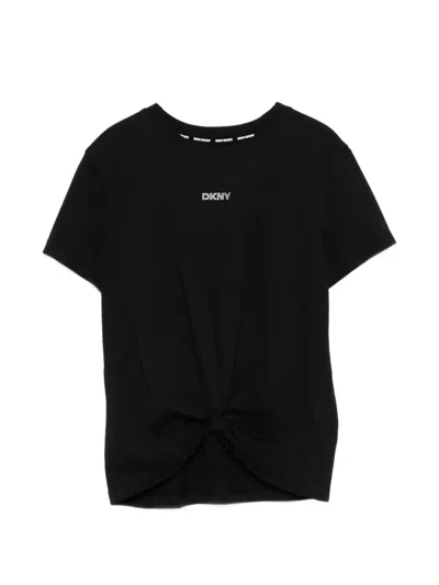 Dkny Logo-detail Round-neck T-shirt In Black