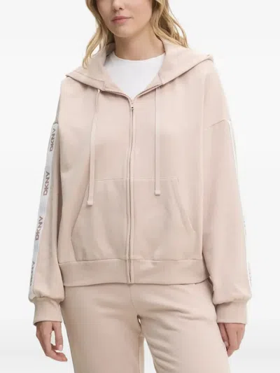 Dkny Logo-detail Zip-up Pajama (set Of Three) In Neutral
