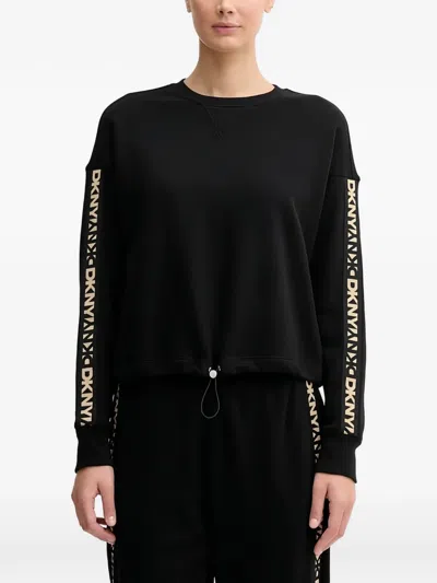 Dkny Logo Drawstring Sweatshirt In Black