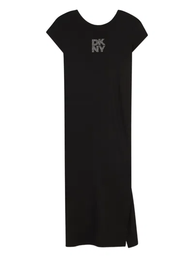 Dkny Kids' Logo-embellished Dress In Black