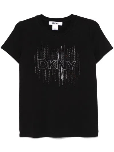 Dkny Logo-embellished T-shirt In Black
