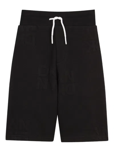 Dkny Kids' Logo-embossed Drawstring Shorts In Black