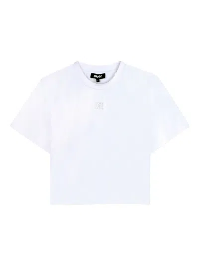 Dkny Kids' Logo-embossed T-shirt In White
