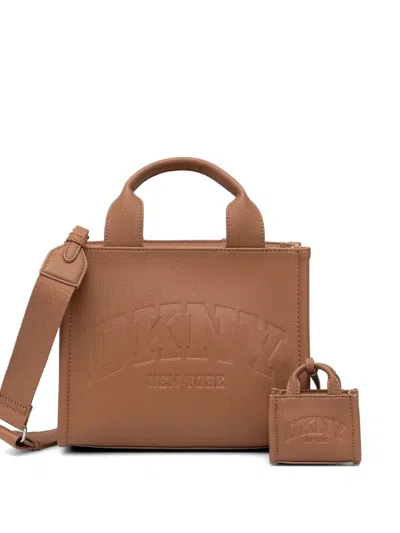 Dkny Logo-embossed Tote Bag In Brown