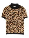 Dkny Logo-embroidered Animal-pattern T-shirt In Brown