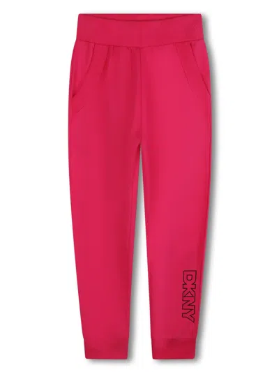 Dkny Kids' Logo-embroidered Cotton Track Pants In Pink