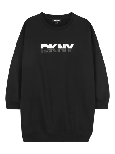 Dkny Kids' Logo-embroidered Dress In Black