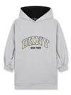 Dkny Logo-embroidered Hooded Dress In Grey