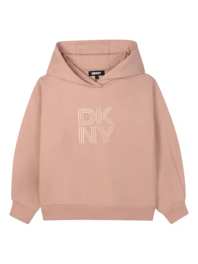 Dkny Kids' Logo-embroidered Hoodie In Neutral