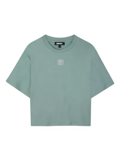 Dkny Kids' Logo-embroidered T-shirt In Blue