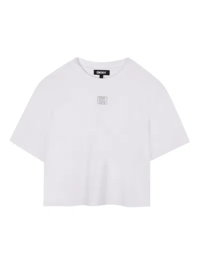 Dkny Kids' Logo-embroidered T-shirt In White