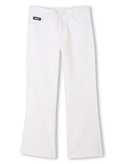 Dkny Kids' Logo-embroidered Trousers In White
