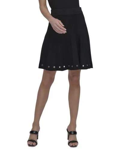 Dkny Logo Grommet Sweater Skirt In Black