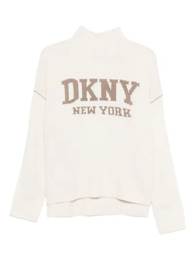 Dkny Logo-intarsia Jumper In Neutral