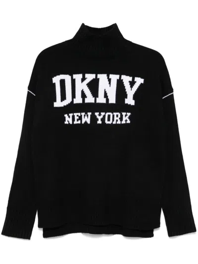 Dkny Logo-intarsia Jumper In Black