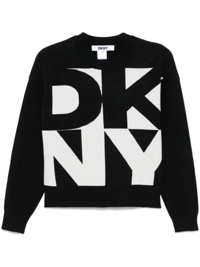 Dkny Logo-jacquard Jumper In Black