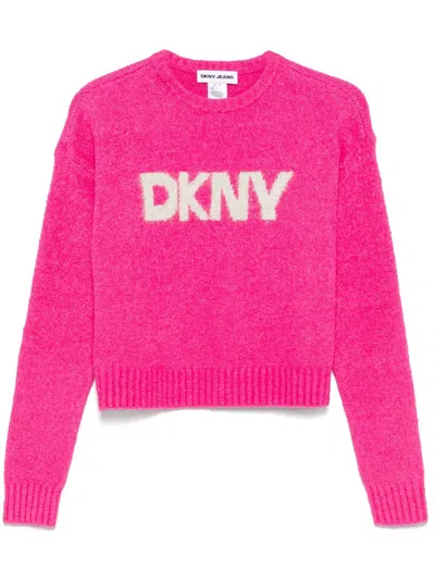 Dkny Logo-jacquard Jumper In Pink