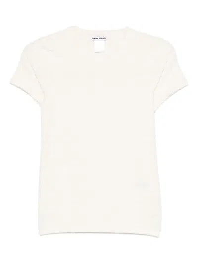 Dkny Logo-jacquard T-shirt In Neutral