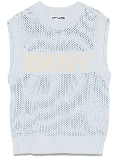 Dkny Logo-jacquard Vest In Blue