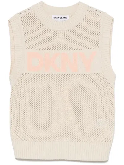 Dkny Logo-jacquard Vest In Neutrals