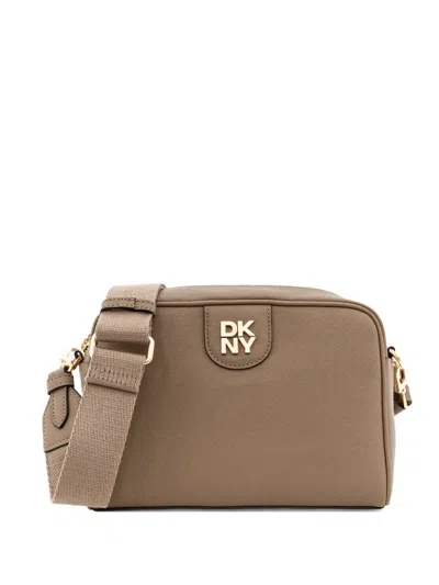 Dkny Logo-lettering Crossbody Bag In Neutrals