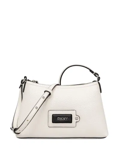 Dkny Logo-lettering Crossbody Bag In White