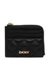 Dkny Logo-lettering Quilted Wallet In Black